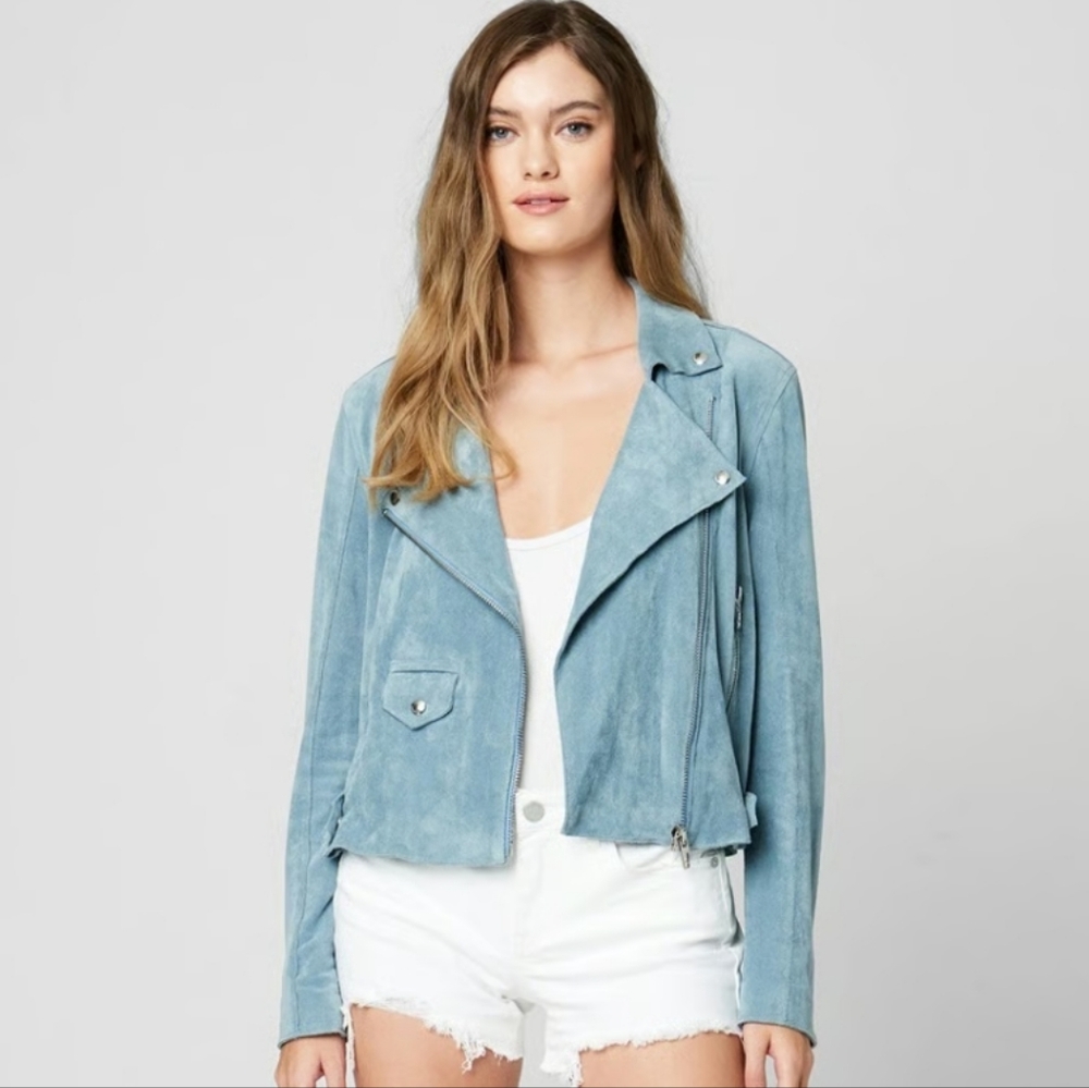 Blank NYC Ocean Waves Women's Blue Faux Suede Jacket Medium